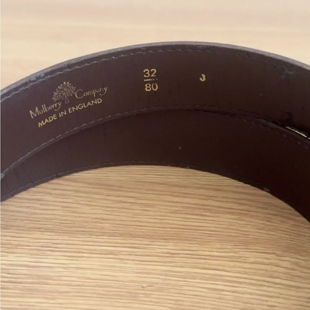 Vintage‎ Mulberry Designer Classic Brown Leather Embossed Belt Size 32/80